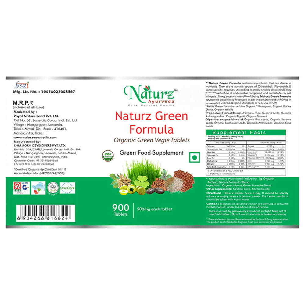 Naturz Ayurveda Naturz Green Formula Tablets | Swadesiicart