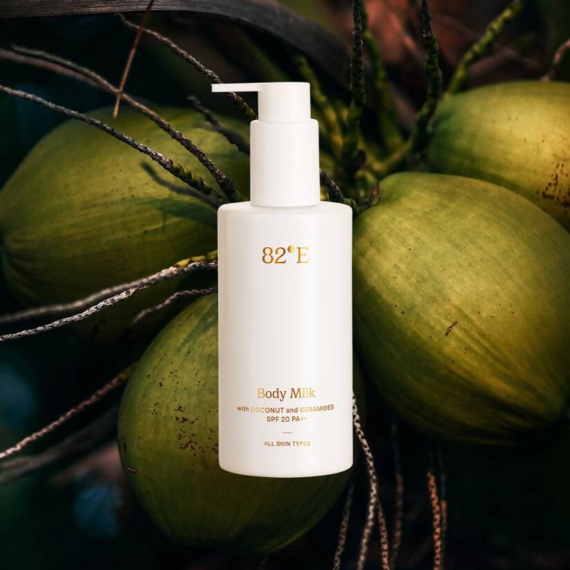 82°E By Deepika Padukone Body Milk Cream, SPF 20 PA++ with Coconut and Ceramides | Swadesiicart