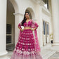 Aastha Fashion Dark Pink Butterfly Net White Cotton Thread Work And Sequence Work Embroidery Wedding Wear Lehenga Choli