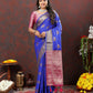Lorenvalley Fashion Blue Soft Silk Woven Design Zari Weaving Saree - Swadesiicart