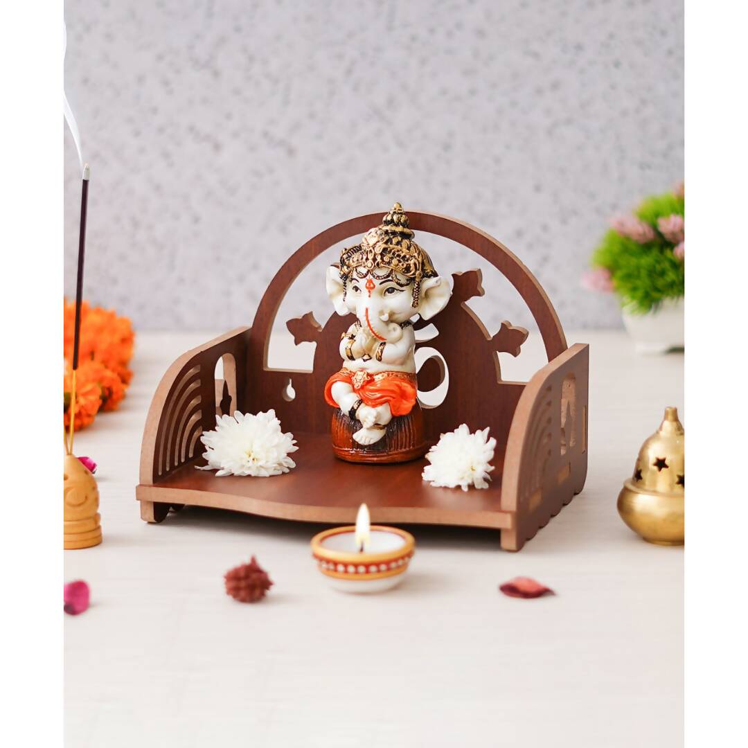 eCraftIndia Brown MDF Wooden Pooja Temple | Swadesiicart