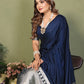 Anaita Navy Zari Weaving Work Satin Silk Saree With Blouse