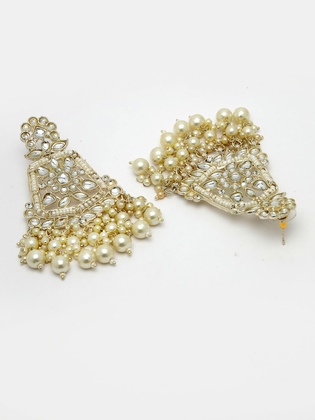 NVR Women Gold-Polished Kundan Drop Earrings | Swadesiicart