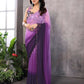 Aafreen Partywear Designer Light Purple Georgette Fancy Saree
