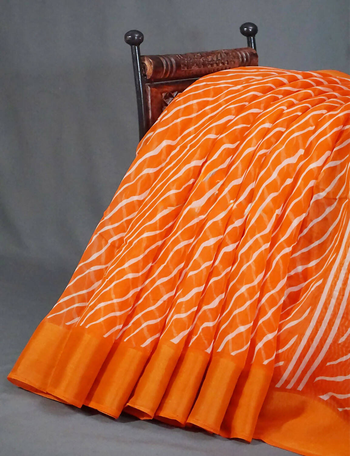 Shades of Orange with Lehariya Design Semi Chanderi Saree By Gayathri Reddy Designer Studio | Swadesiicart
