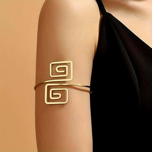 Joban Fashion Golden Alloy Fancy Spiral Cuff Armlet | Swadesiicart