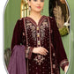 Anaita Purple Velvet Suit with Embroidery Sequence Work