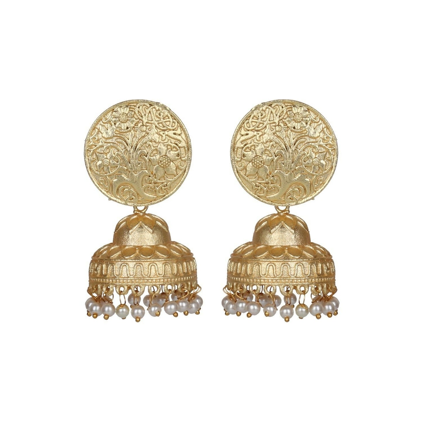Joban Fashion Women Matte Gold Brass Jhumka | Swadesiicart