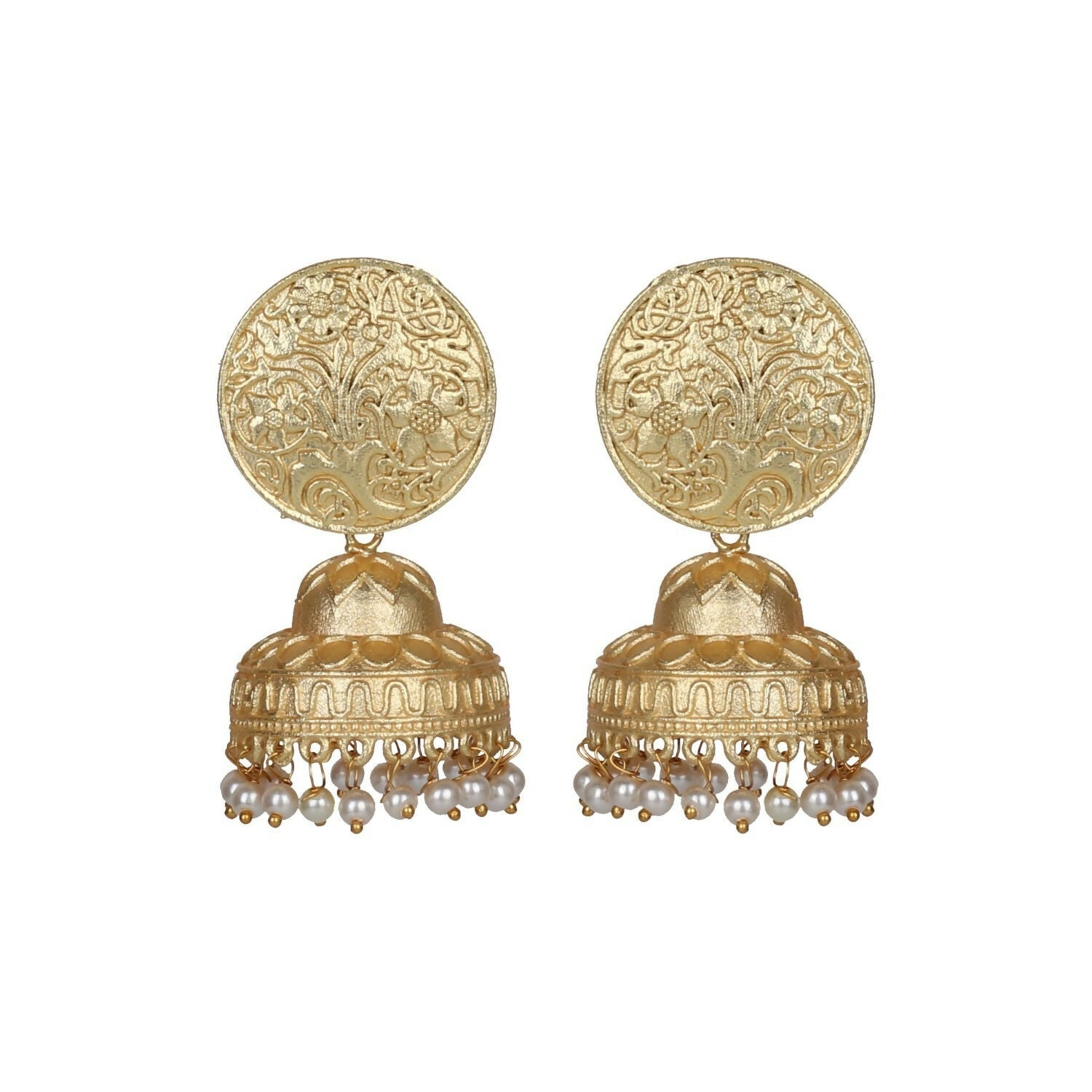 Joban Fashion Women Matte Gold Brass Jhumka | Swadesiicart