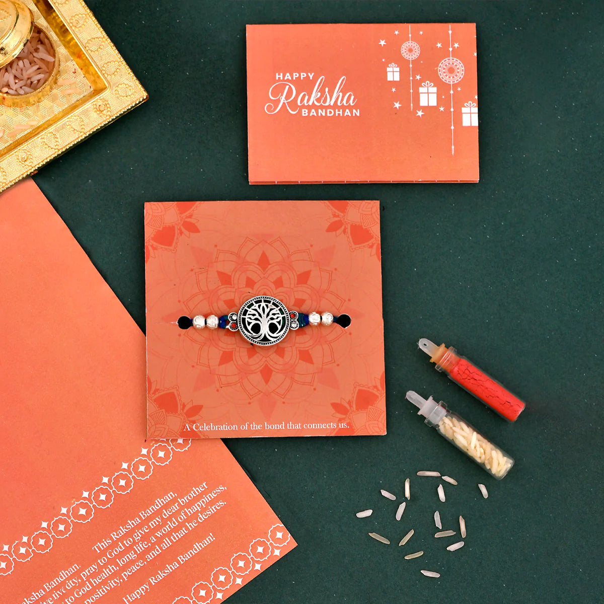trueBrowns X Voylla Blue High Polish Beaded Thread Rakhi | Swadesiicart