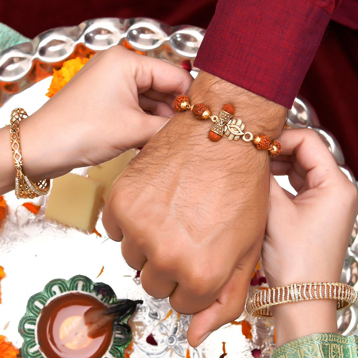 trueBrowns X Voylla Ethnic Rudraksha Beads Rakhi | Swadesiicart