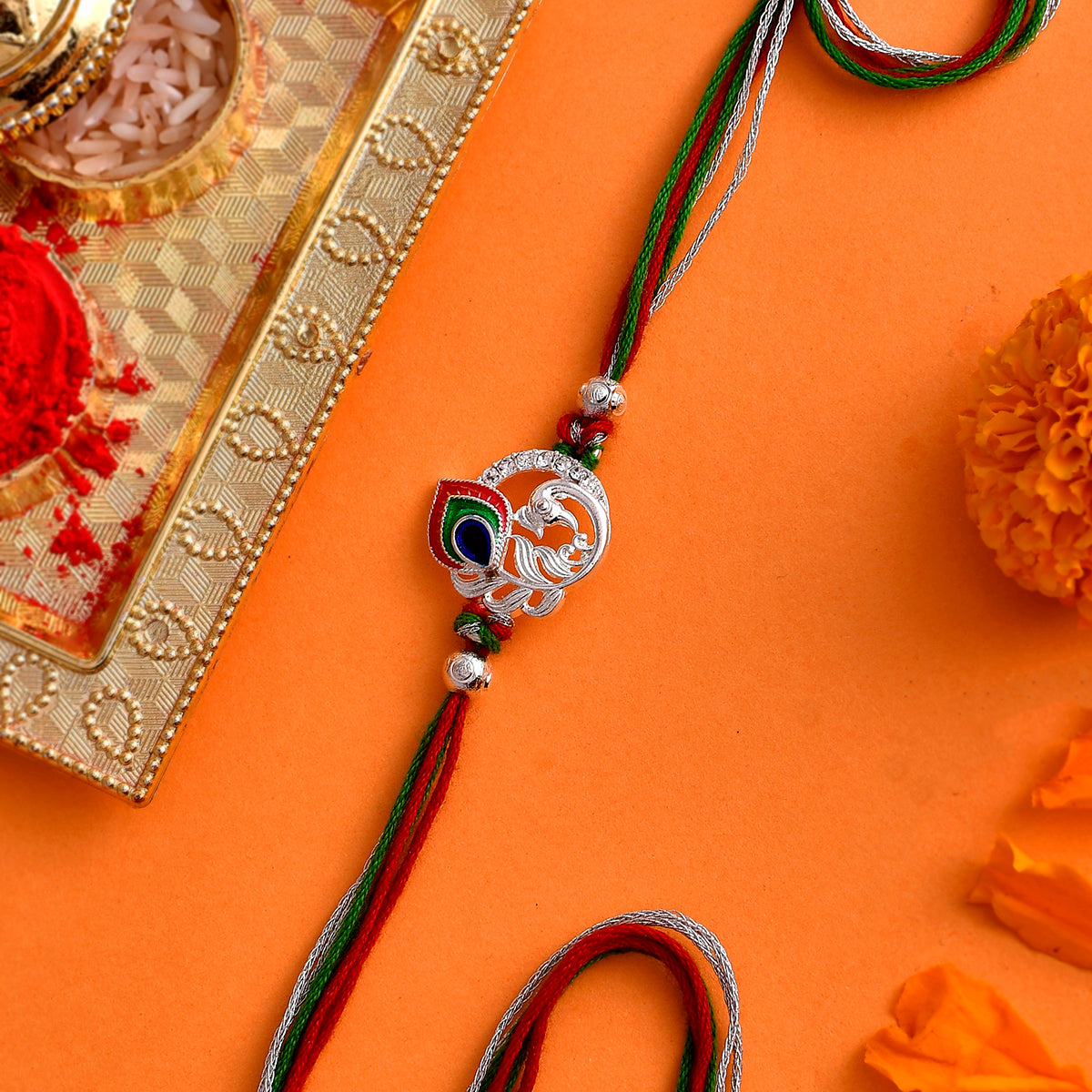 trueBrowns X Voylla Colorful Mor Pankh Thread Rakhi | Swadesiicart