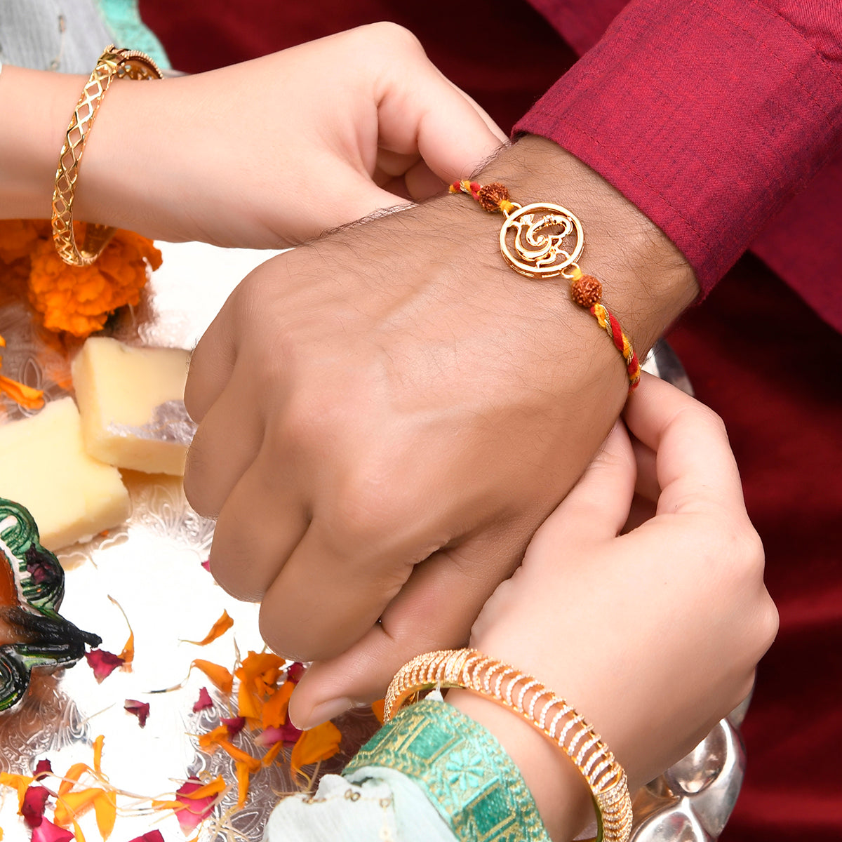 trueBrowns X Voylla Om Rudraksha Beads Thread Rakhi | Swadesiicart