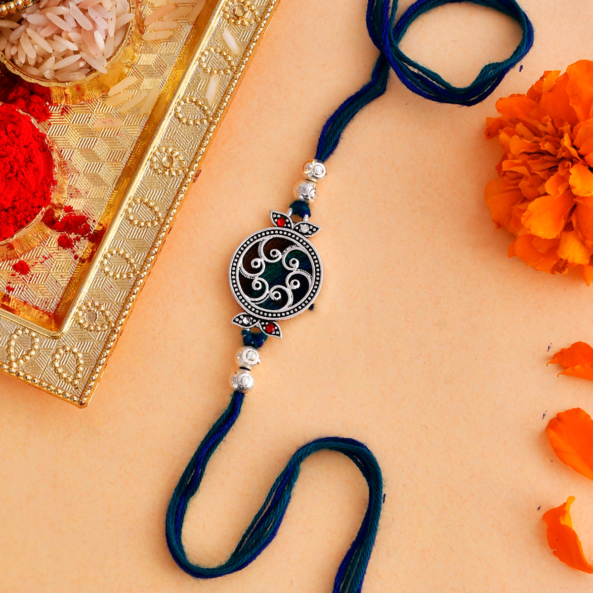 trueBrowns X Voylla Beaded Mandala Inspired Thread Rakhi | Swadesiicart