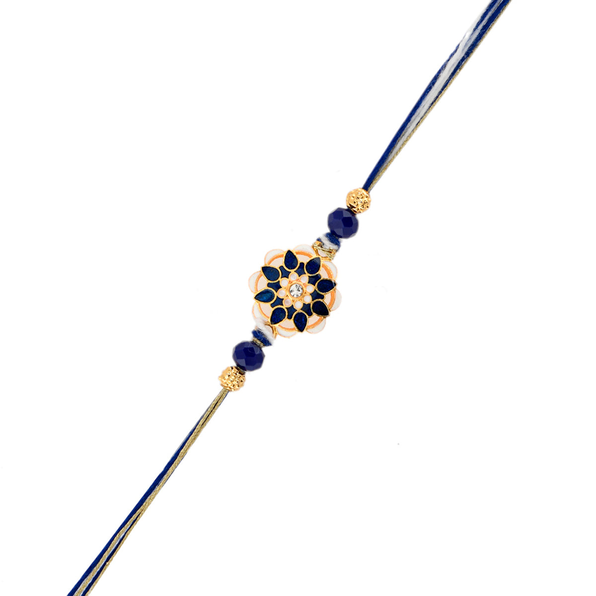 trueBrowns X Voylla Ethnic Studded Blue Thread Rakhi | Swadesiicart