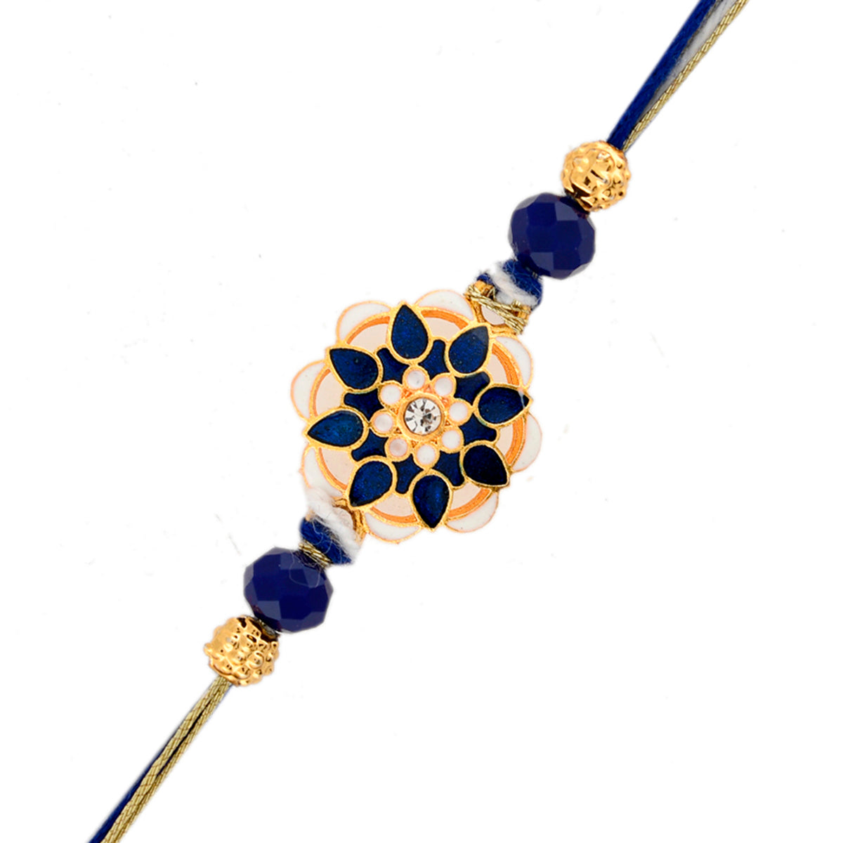 trueBrowns X Voylla Ethnic Studded Blue Thread Rakhi | Swadesiicart