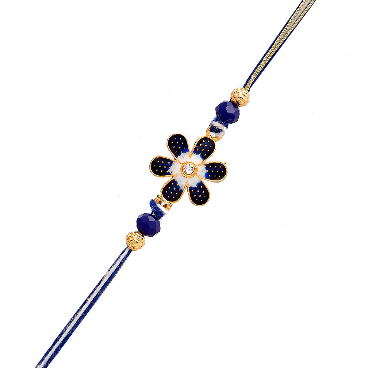 trueBrowns X Voylla Ethnic Floral Motif Blue Thread Rakhi | Swadesiicart