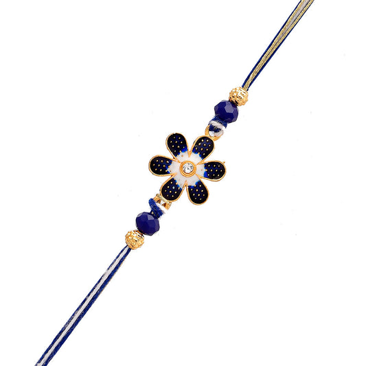 trueBrowns X Voylla Ethnic Floral Motif Blue Thread Rakhi | Swadesiicart
