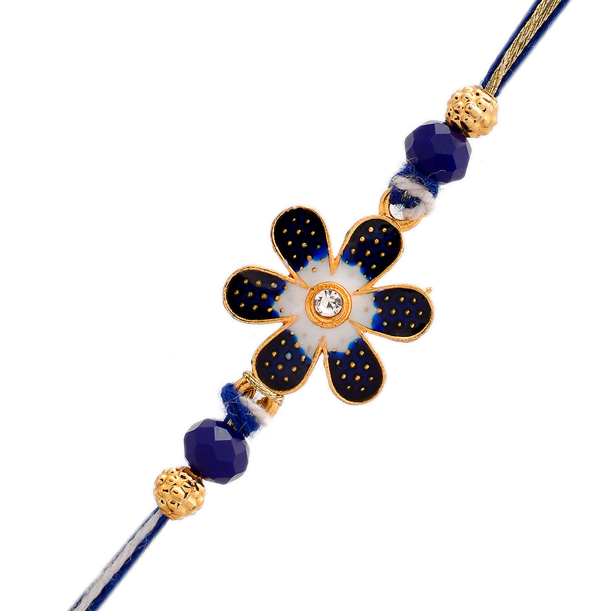 trueBrowns X Voylla Ethnic Floral Motif Blue Thread Rakhi | Swadesiicart