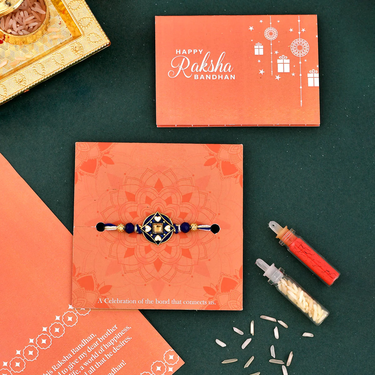 trueBrowns X Voylla Ethnic Mandala Inspired Blue Thread Rakhi | Swadesiicart