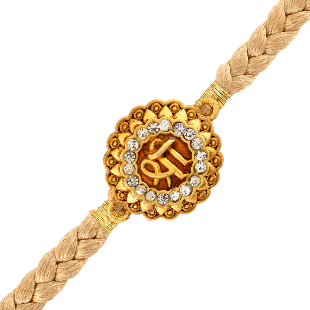 trueBrowns X Voylla Traditional Shree Inscription Zirconia Studded Rakhi | Swadesiicart