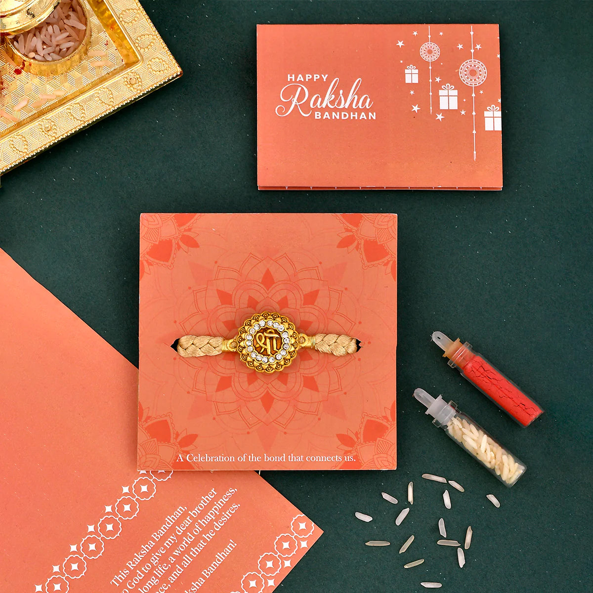 trueBrowns X Voylla Traditional Shree Inscription Zirconia Studded Rakhi | Swadesiicart