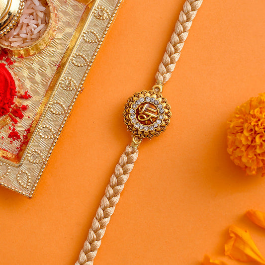 trueBrowns X Voylla Traditional Shree Inscription Zirconia Studded Rakhi | Swadesiicart