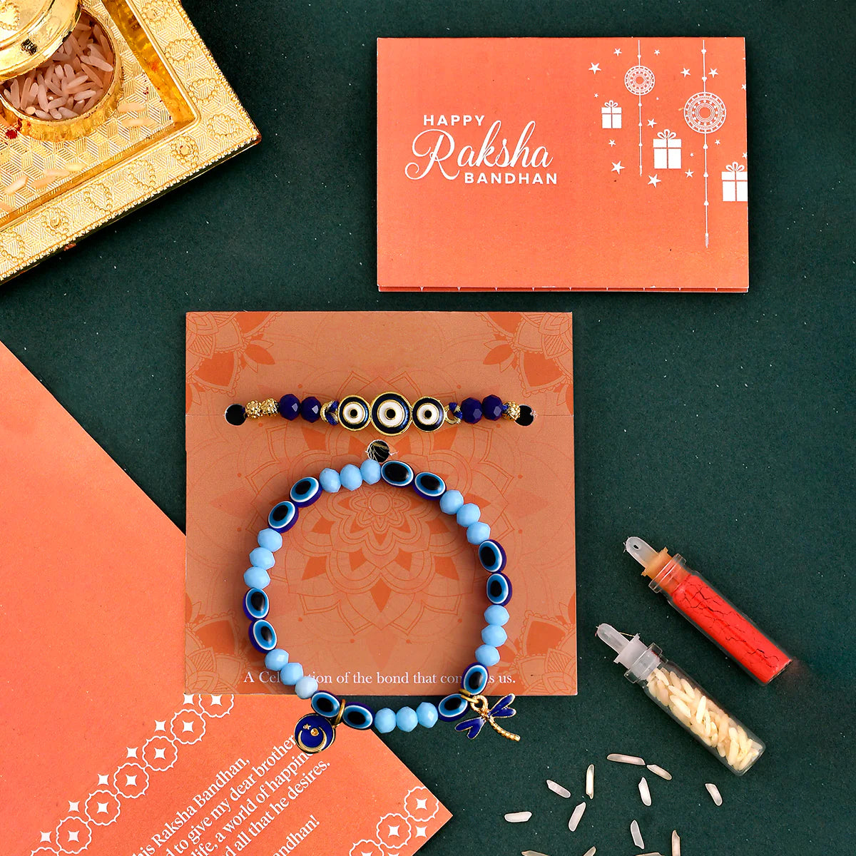 trueBrowns X Voylla Evil Eye Bracelet Style Bhaiya-Bhabhi Rakhi | Swadesiicart