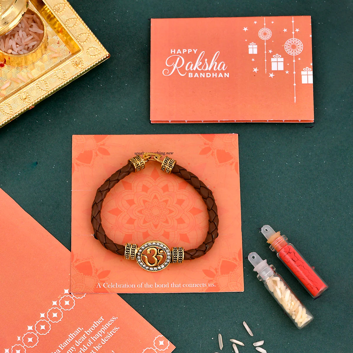 trueBrowns X Voylla Om Leather Bracelet Style Rakhi | Swadesiicart