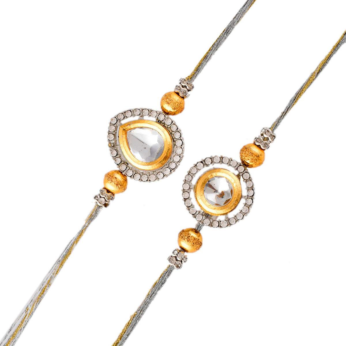 trueBrowns X Voylla Kundan Polki Studded Thread Rakhis - Pack Of 2 | Swadesiicart