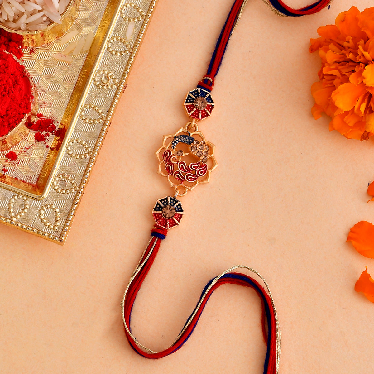 trueBrowns X Voylla Cutwork Studded High Polish Thread Rakhi | Swadesiicart