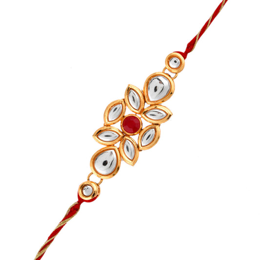 trueBrowns X Voylla Ethnic Kundan Polki Thread Rakhi | Swadesiicart