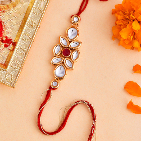 trueBrowns X Voylla Ethnic Kundan Polki Thread Rakhi | Swadesiicart