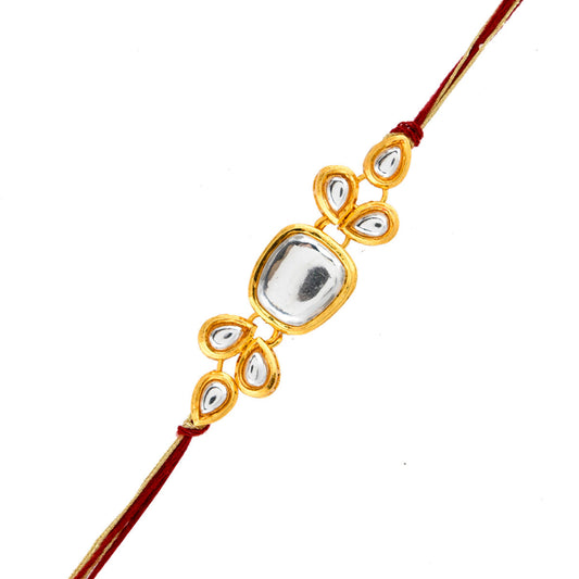 trueBrowns X Voylla Classic Kundan Polki Studded Ethnic Thread Rakhi | Swadesiicart