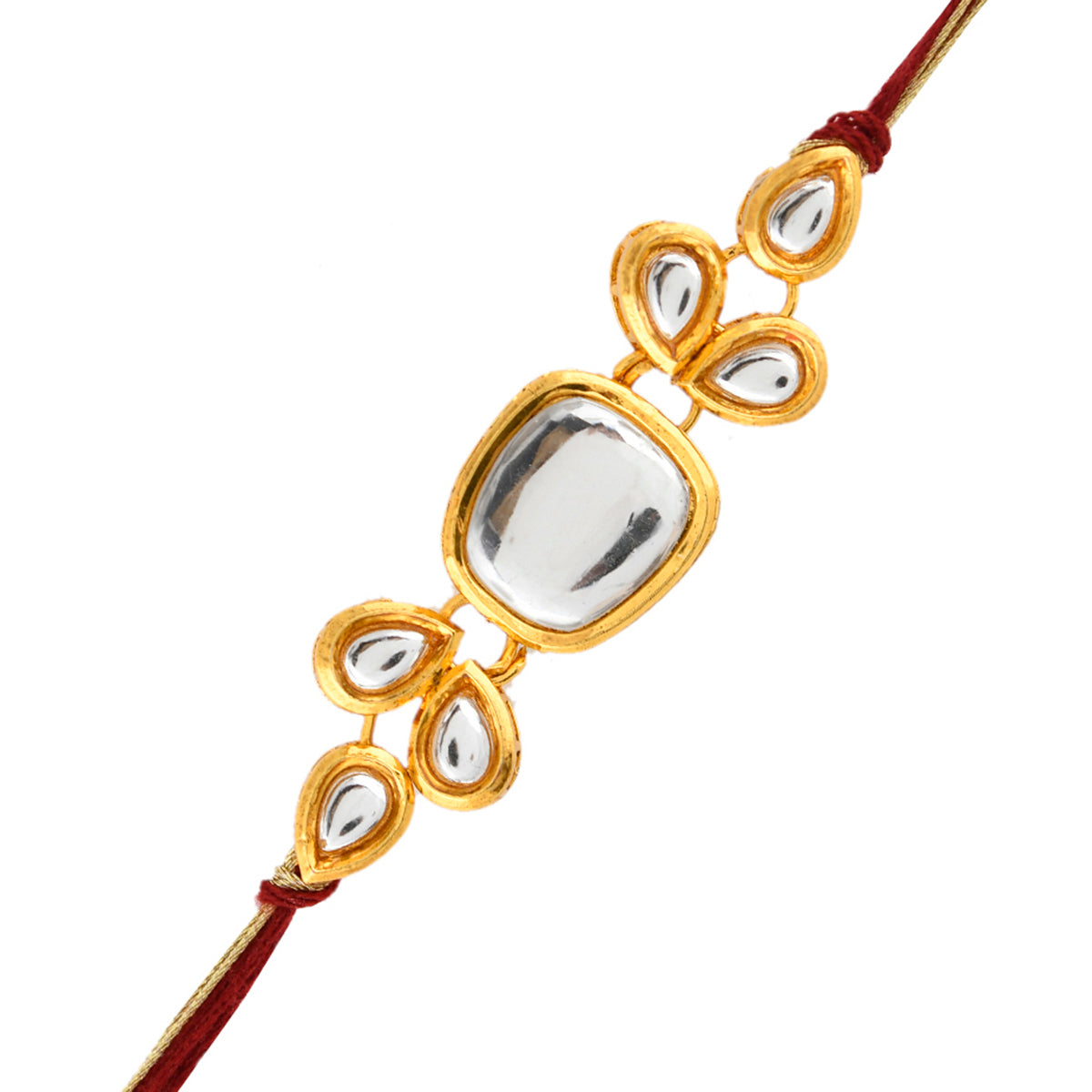 trueBrowns X Voylla Classic Kundan Polki Studded Ethnic Thread Rakhi | Swadesiicart