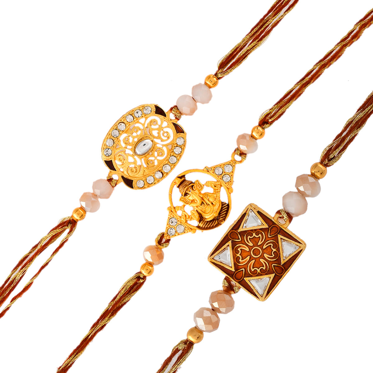 trueBrowns X Voylla Ethnic Style Designer Thread Rakhis - Pack Of 3 | Swadesiicart