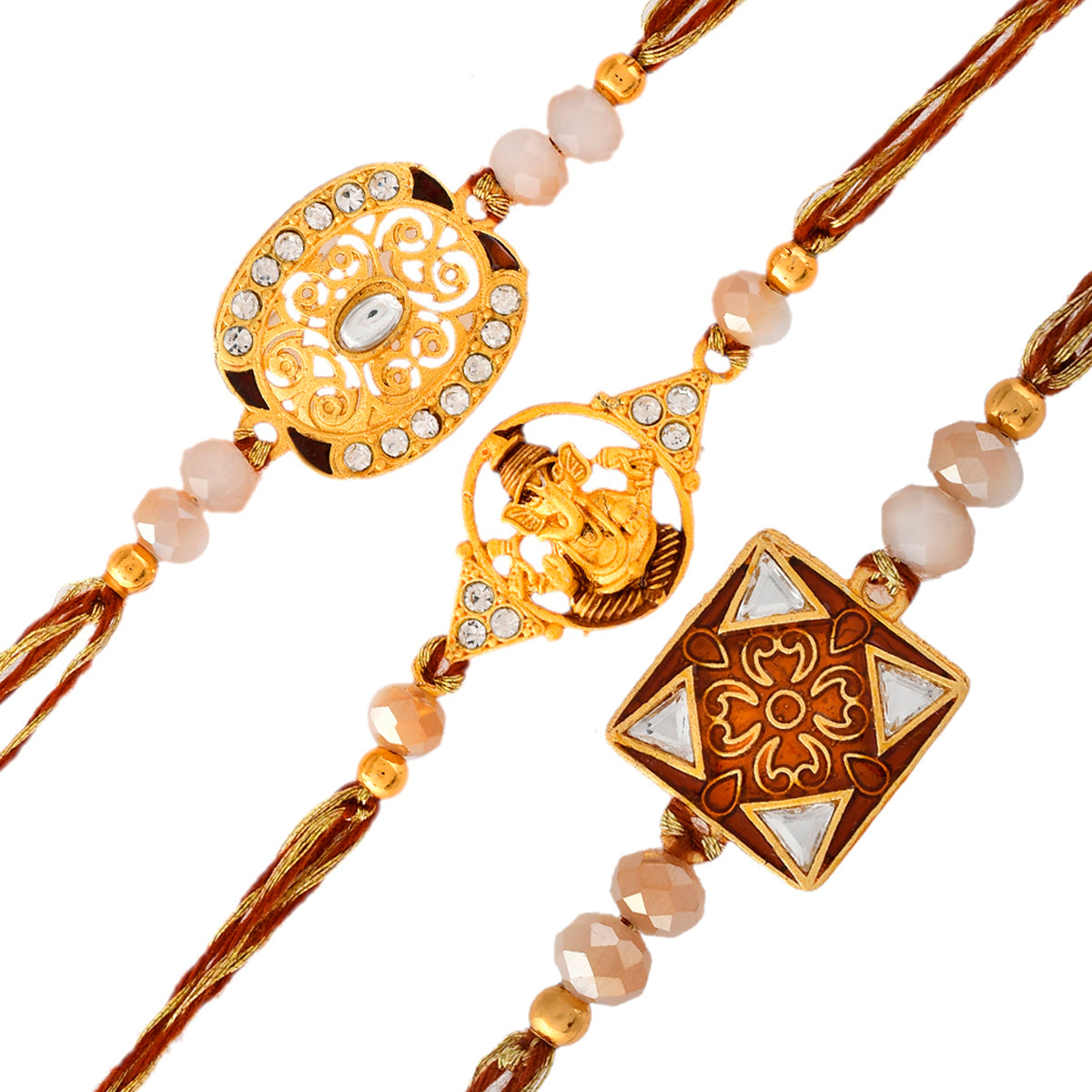 trueBrowns X Voylla Ethnic Style Designer Thread Rakhis - Pack Of 3 | Swadesiicart
