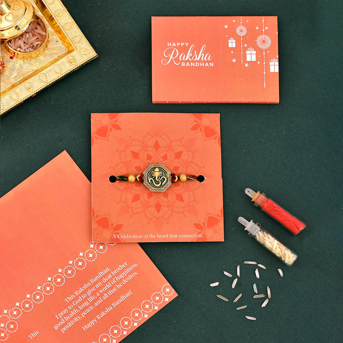 trueBrowns X Voylla Traditional Om And Lord Ganesha Motif Thread Rakhi | Swadesiicart