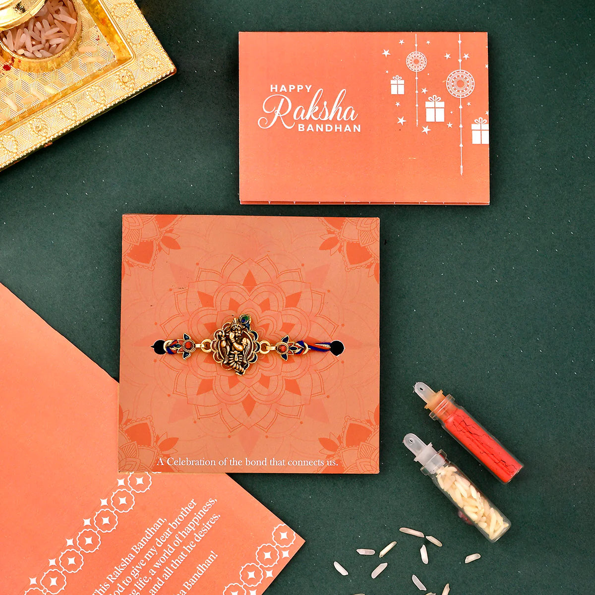 trueBrowns X Voylla Traditional Lord Krishna Motif Thread Rakhi | Swadesiicart