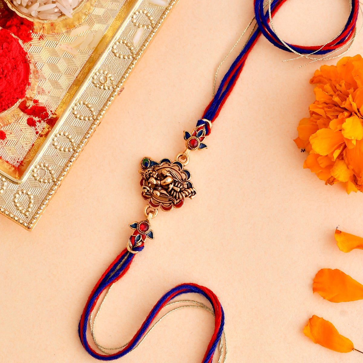 trueBrowns X Voylla Traditional Lord Krishna Motif Thread Rakhi | Swadesiicart