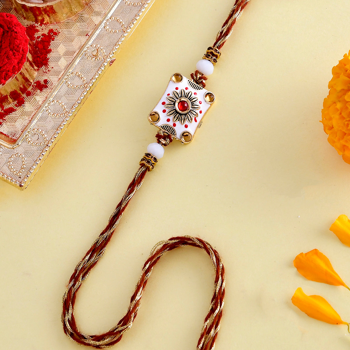 trueBrowns X Voylla Classic Gems Studded Ethnic Thread Rakhi | Swadesiicart