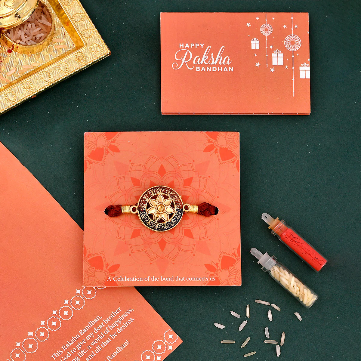trueBrowns X Voylla Floral Motif Braided Thread Rakhi | Swadesiicart