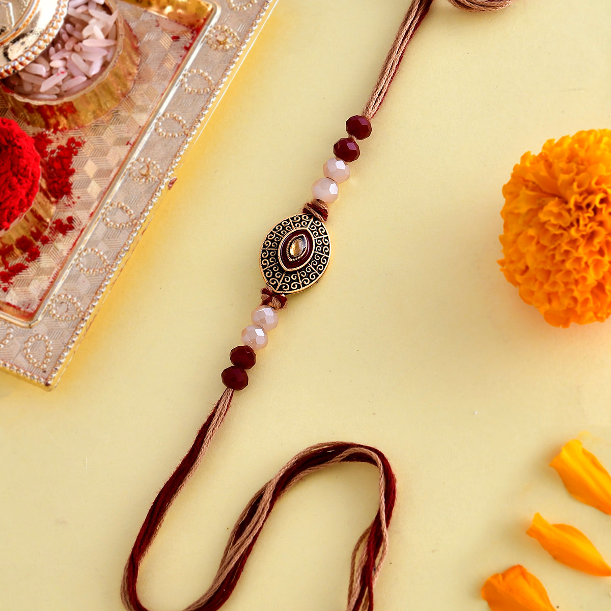 trueBrowns X Voylla Beaded Gem Studded Thread Rakhi | Swadesiicart