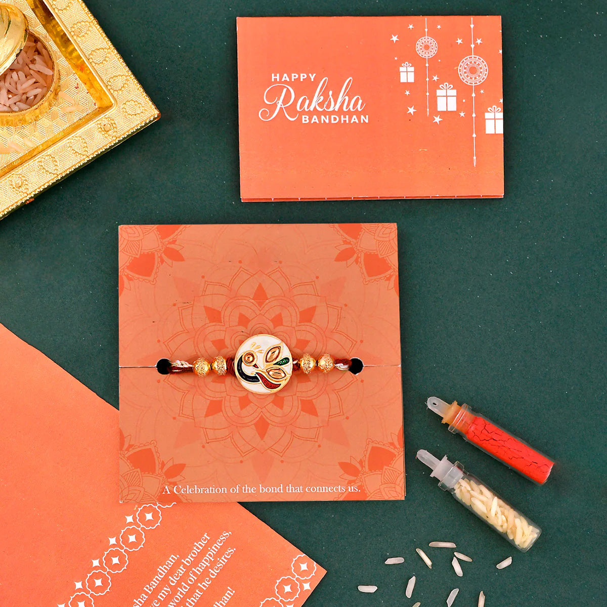 trueBrowns X Voylla Enameled Peacock Motif Thread Rakhi | Swadesiicart