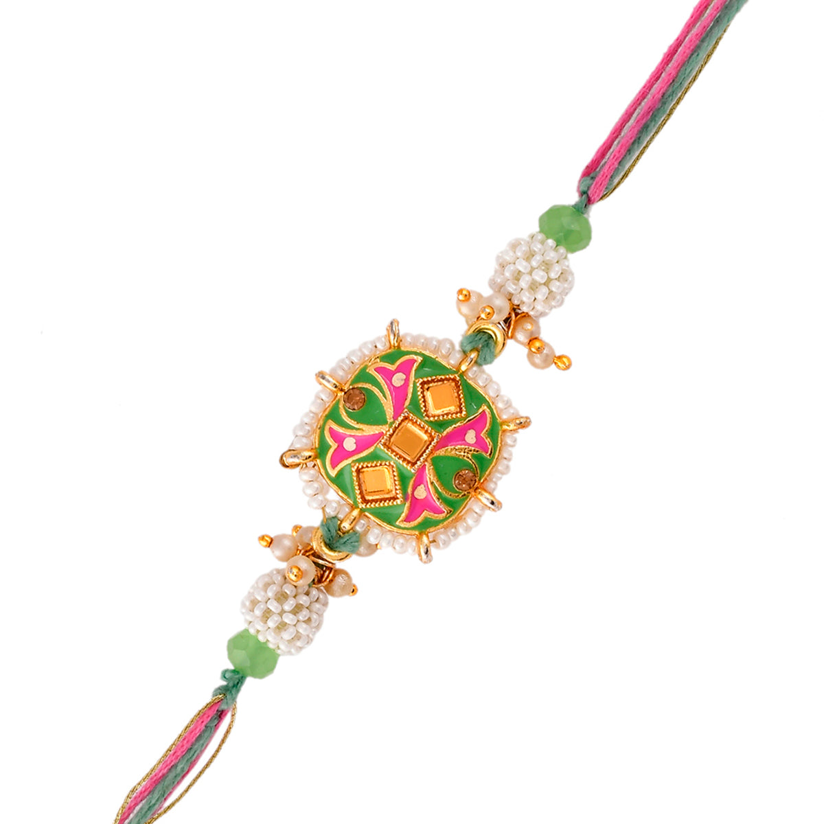 trueBrowns X Voylla Enameled Pearl Beads Thread Rakhi | Swadesiicart