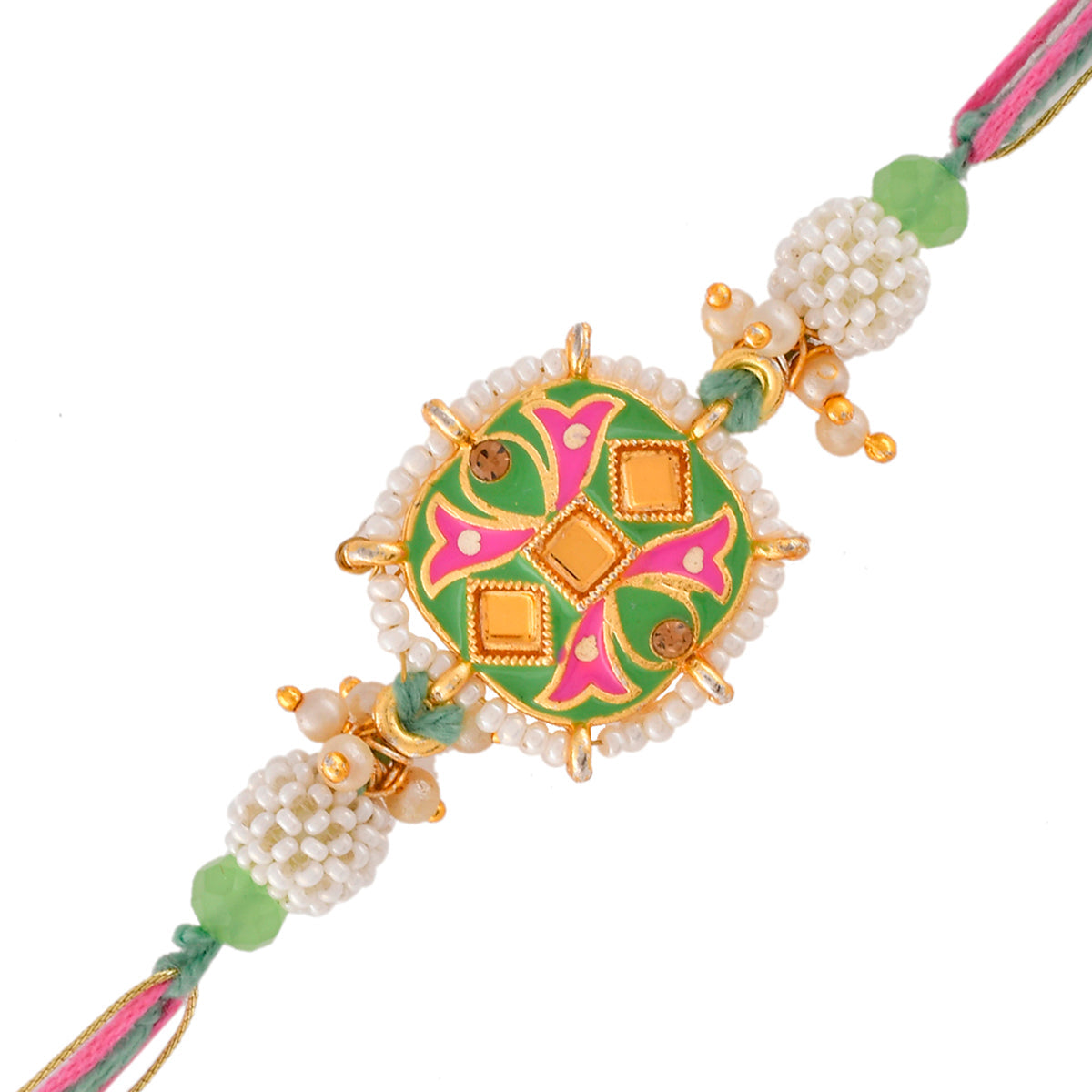 trueBrowns X Voylla Enameled Pearl Beads Thread Rakhi | Swadesiicart