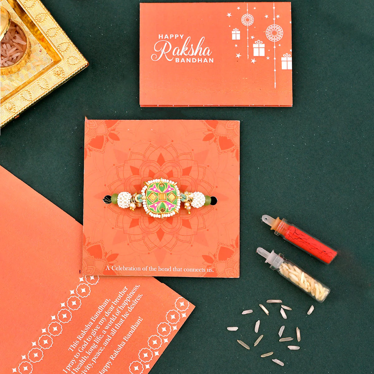 trueBrowns X Voylla Enameled Pearl Beads Thread Rakhi | Swadesiicart