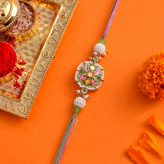 trueBrowns X Voylla Enameled Pearl Beads Thread Rakhi | Swadesiicart