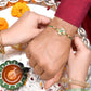 trueBrowns X Voylla Green Gems Studded Ethnic Thread Rakhi | Swadesiicart