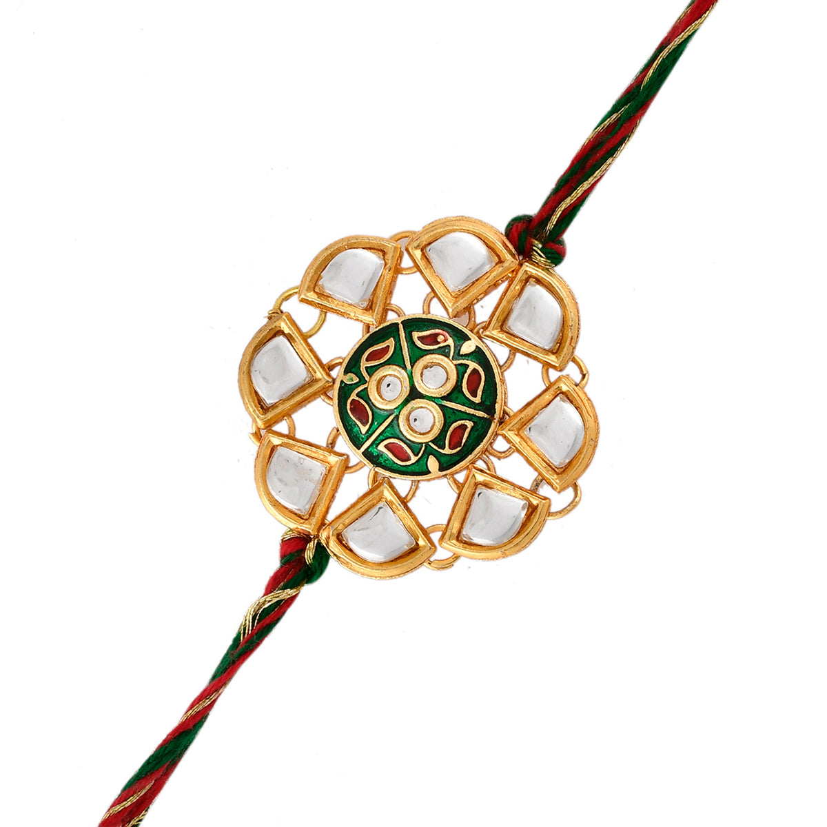 trueBrowns X Voylla Kundan Polki Enameled Bhaiya-Bhabhi Rakhi | Swadesiicart